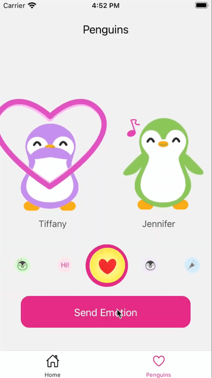MeU — sending an emotion between partners' penguins