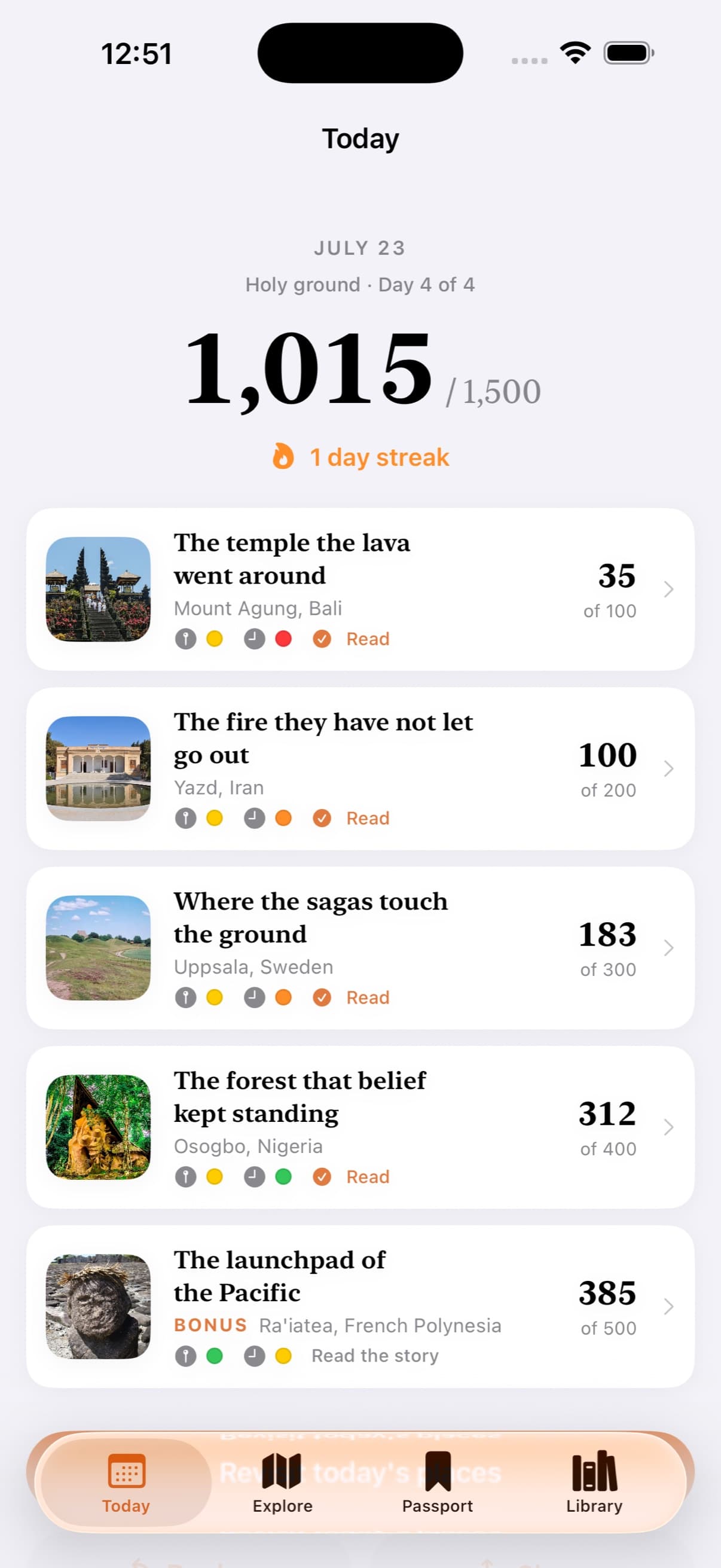 Everywhen — scoring a guess and keeping the daily streak