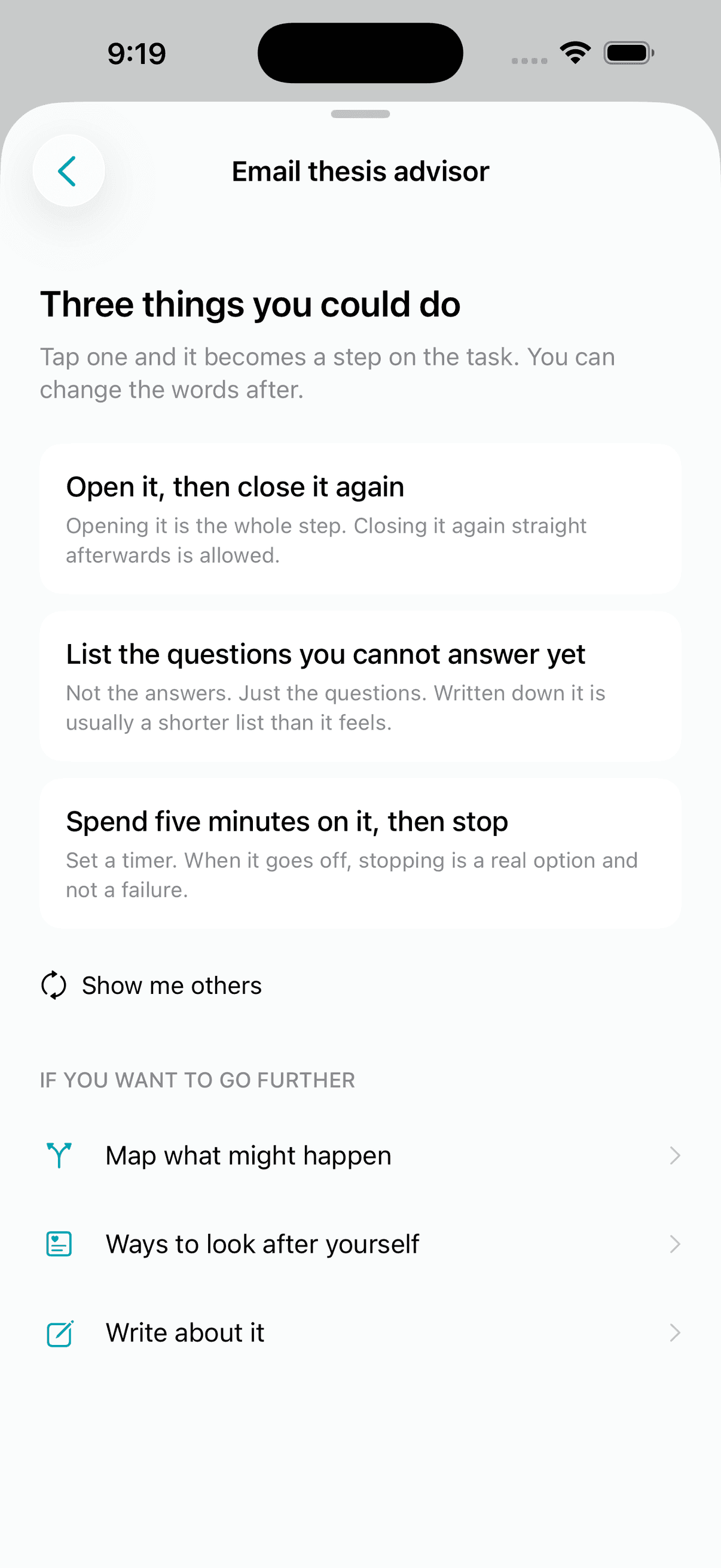 Untwine — three small things you could do next, offered as actions rather than advice