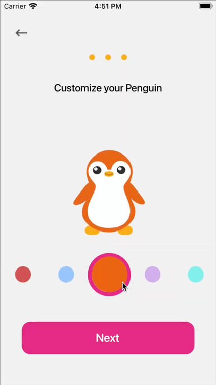 MeU - onboarding: customizing your penguin avatar